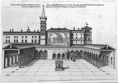 The Benediction Loggia of the Old Vatican Basilica with a view of Giotto